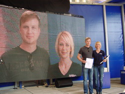 Sieger im Br&uuml;ckenwettbewerb der Fakult&auml;t Bauwesen wurden Julia H&ouml;pfner und Christian 